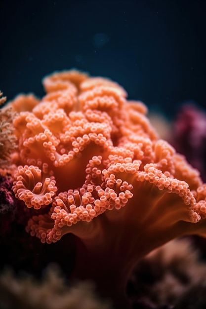 Eine Nahaufnahme-Fototextur des dunkelrosa Montipora-Korallenmeeres