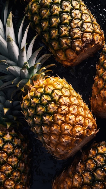 Eine Nahaufnahme von Ananas auf einem Tisch