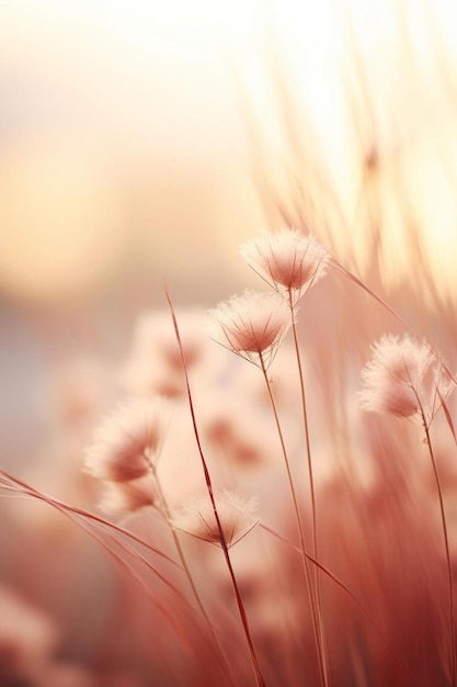 Foto eine nahaufnahme von blumen im gras