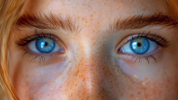 Eine Nahaufnahme von den Augen einer Frau mit den Worten: "Ich bin kein Fan von blauen Augen".