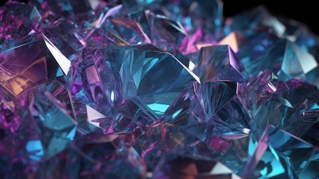 Eine Nahaufnahme von einem Haufen blauer Diamanten