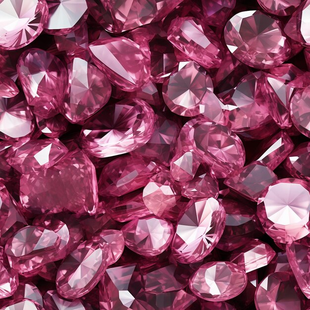 eine Nahaufnahme von einem Haufen rosa Diamanten auf einem Tisch generativ ai