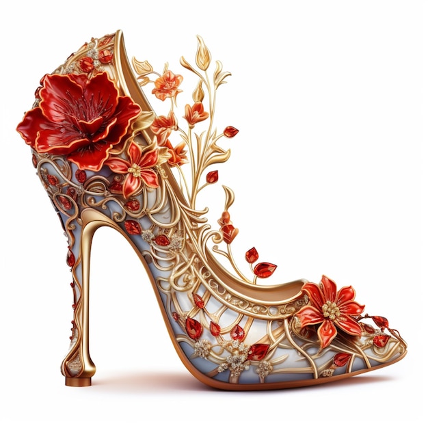 eine Nahaufnahme von einem Paar Schuhe mit Blumen auf ihnen generative ai.