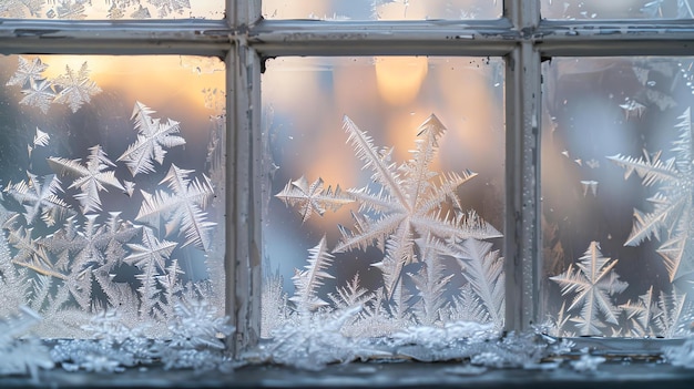 Foto eine nahaufnahme von frost auf einer fensterfläche erzeugt ein wunderschönes und kompliziertes muster
