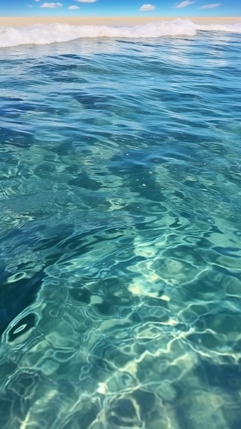 Eine Nahaufnahme von glitzerndem Wasser an einem weißen Sandstrand