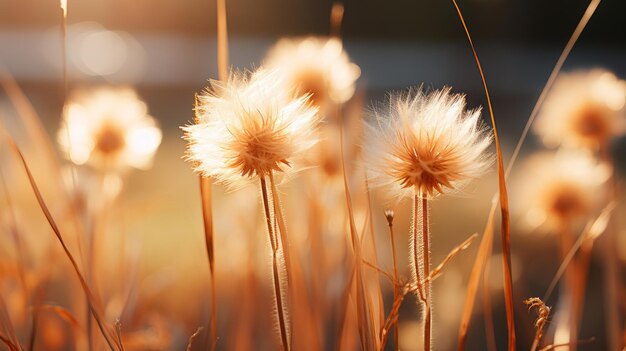 Foto eine nahaufnahme von hohem gras mit der sonne im hintergrund