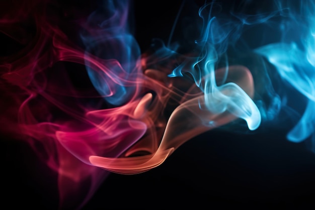 Eine Nahaufnahme von Rauch auf schwarzem Hintergrund, generatives KI-Bild