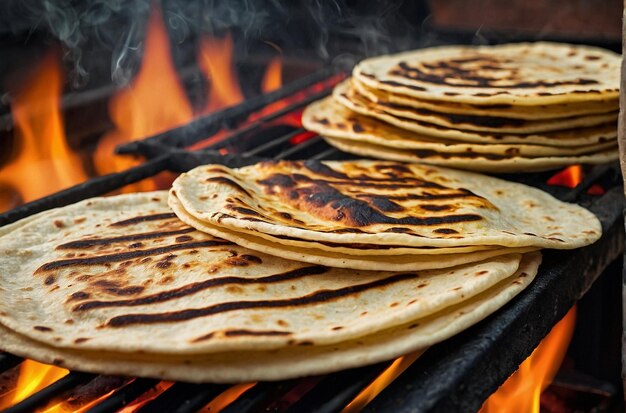 Eine Nahaufnahme von Tortillas, die