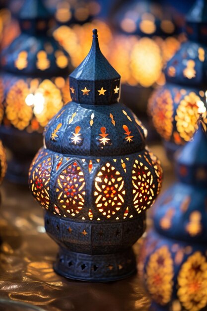 Eine Nahaufnahme von traditionellen Ramadan-Lampen