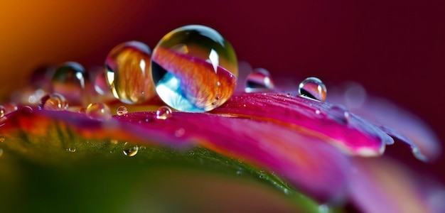 Foto eine nahaufnahme von wassertropfen auf einer blume