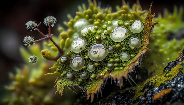 Foto eine nahaufnahme von wassertropfen auf einer pflanze