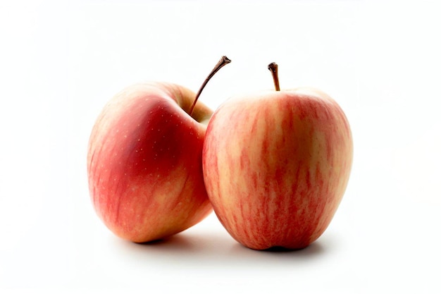 Eine Nahaufnahme von zwei Äpfeln auf weißem Hintergrund