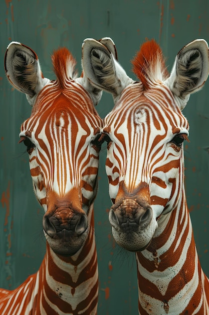 Eine Nahaufnahme von zwei Zebras, die Freundschaft und Einheit zeigen