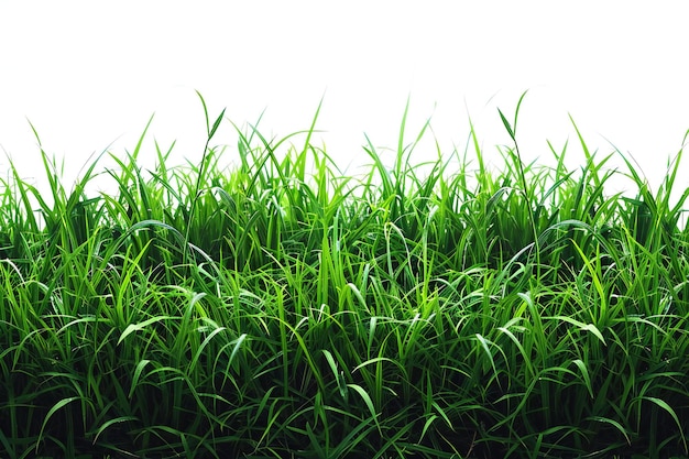 Eine nahtlose Grenze aus üppigem grünem Gras, isoliert auf einem weißen Hintergrund im Format mit Raum in der mi