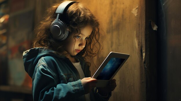 Foto eine neue generation von jungen und mädchen spielt mit dem tablet