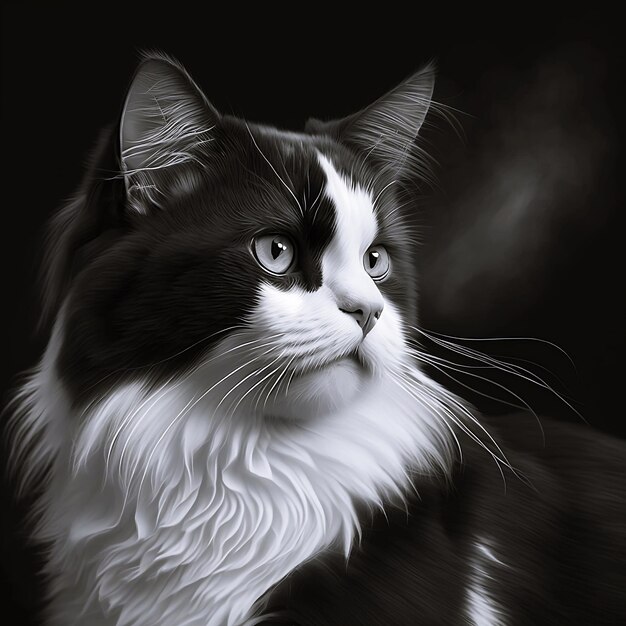 Eine niedliche schwarze Katze digitale Kunst