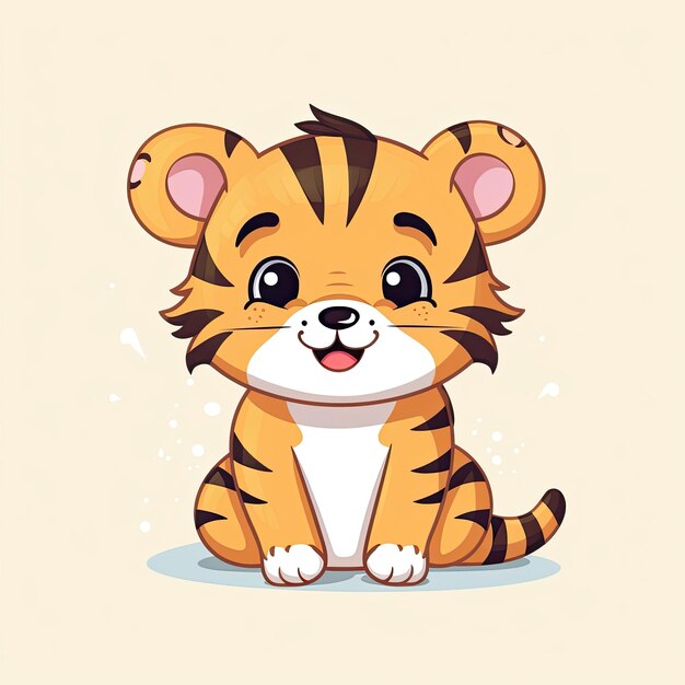 Eine niedliche und charmante Tigerfigur in einer Vektorillustration