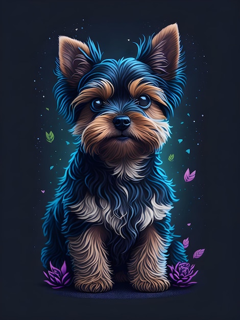 Eine niedliche Yorkshire-Terrier-Illustration, erstellt von künstlicher Intelligenz