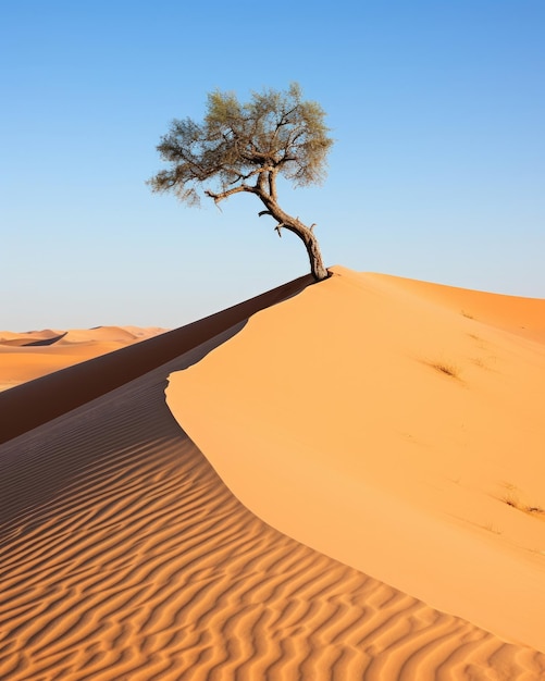 Eine Oase grüner Natur gedeiht in der brennenden arabischen Wüste Generative KI