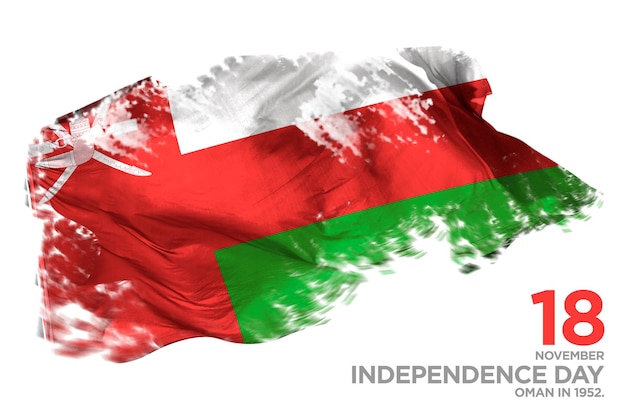 eine Oman-Flagge mit dem Wort Unabhängigkeit darauf