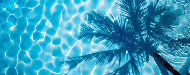 eine Palme spiegelt sich in einem Schwimmbad wider