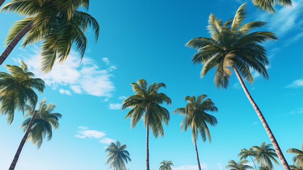 Eine Palmengruppe mit blauem Himmel