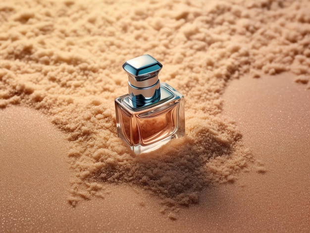 Eine Parfümflasche auf Sand