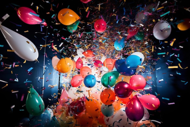 Eine Party mit Luftballons und Konfetti