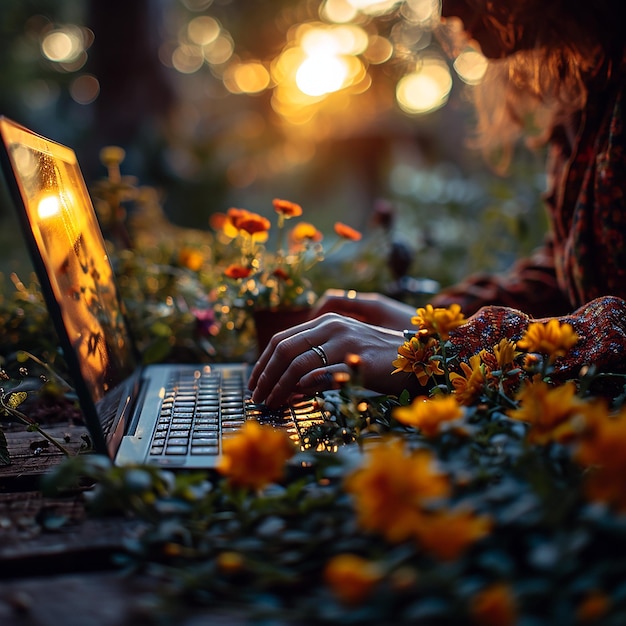 Eine Person arbeitet an einem Laptop