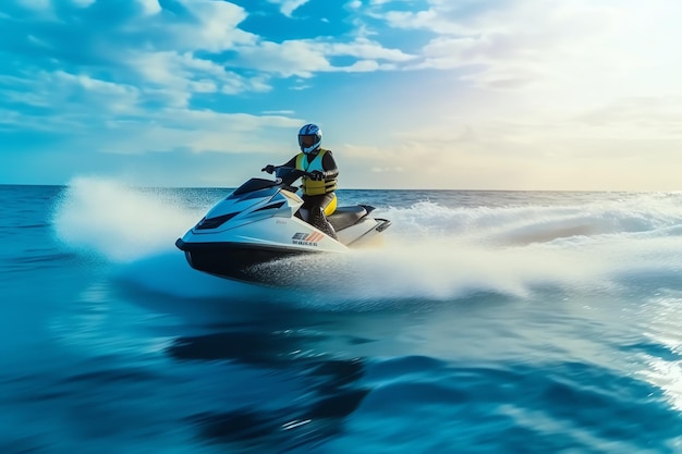 Foto eine person auf einem jetski