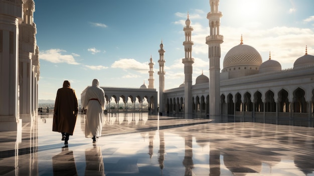 Eine Person betritt eine wunderschöne Moschee