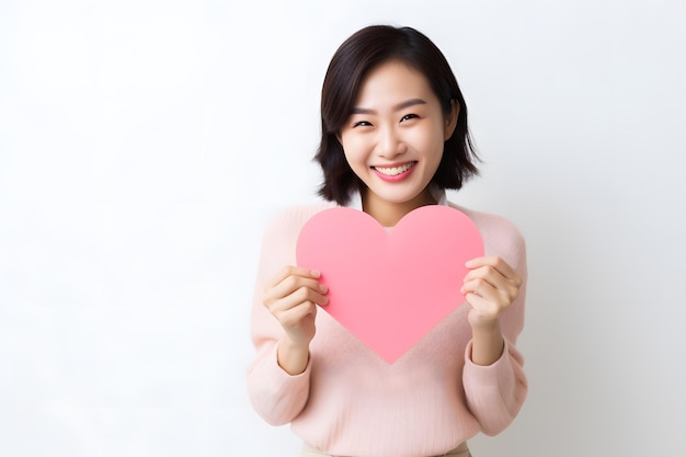 eine Person, die am Valentinstag ein herzförmiges Schild hält, um ihre Zuneigung auszudrücken