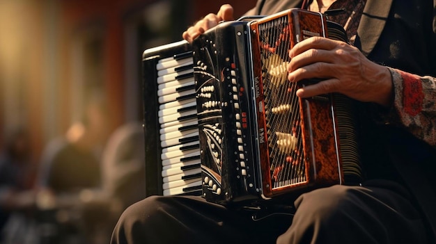 Foto eine person, die ein instrument spielt