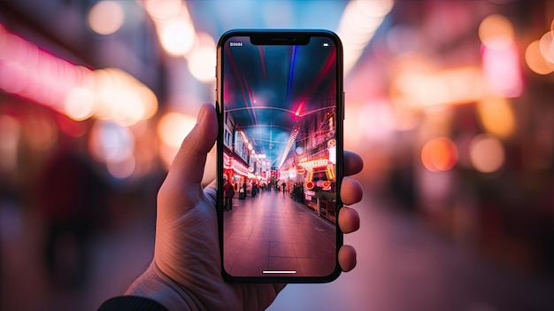 eine Person, die ein Telefon mit der Aufschrift „“ in der Hand hält.