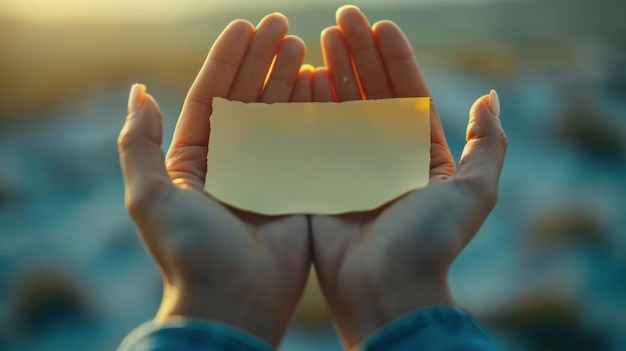 Eine Person hält ein Stück Papier in den Händen