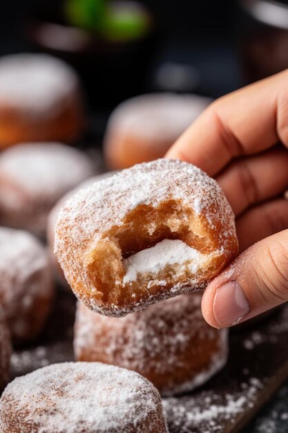 Foto eine person hält einen donut mit einem loch in der mitte.