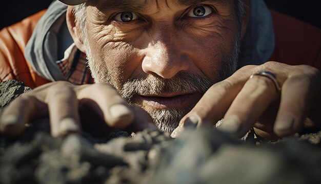 Eine Person mit einem stilvollen Hut aus der Nähe