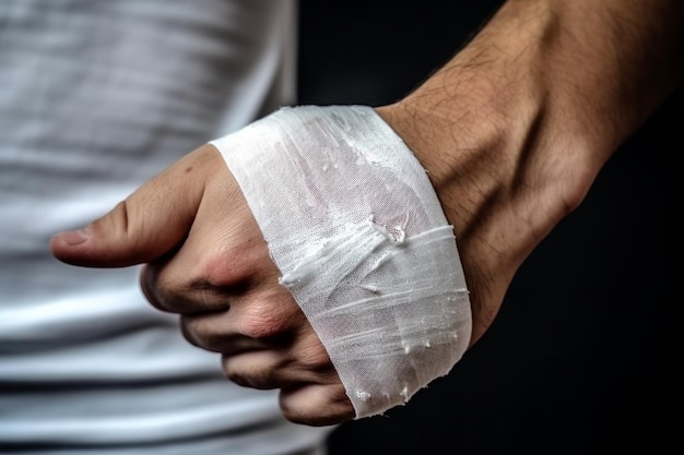 Foto eine person mit einem verband am arm erkrankt an generativer ki