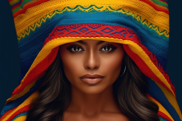 Eine Person mit einer kolumbianischen Flagge, Patriotismus, nationales Gefühl, Kultur, Authentizität, Flagge, färbt Menschen, ethnisches Kolumbien