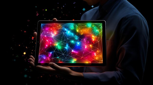 eine Person verwendet ein iPad mit Sternen-Display Generative KI
