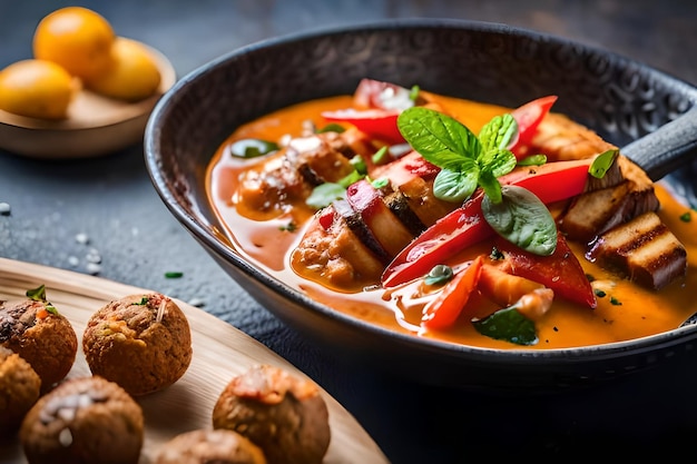 eine Pfanne voller Essen mit Essen darin