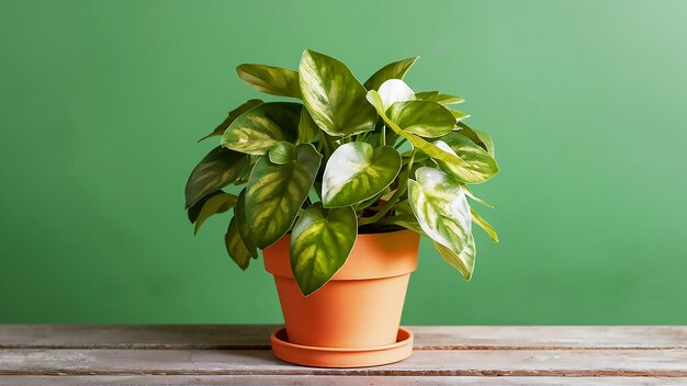 eine Pflanze in einem Topf mit grünem Hintergrund
