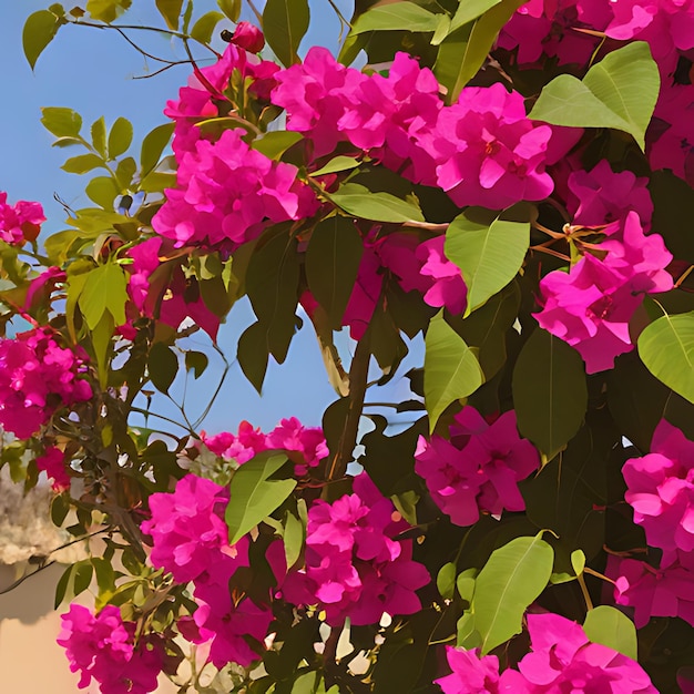 Foto eine pflanze mit rosa blüten, auf der bougainvillea steht