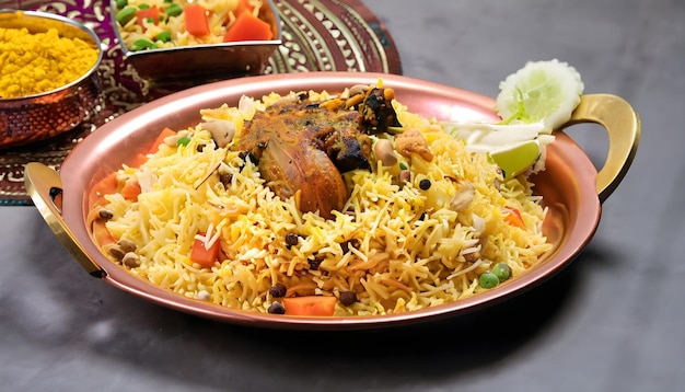 Eine Platte mit traditionellem Sindhi-Biryani, das für seinen aromatischen Geschmack bekannt ist