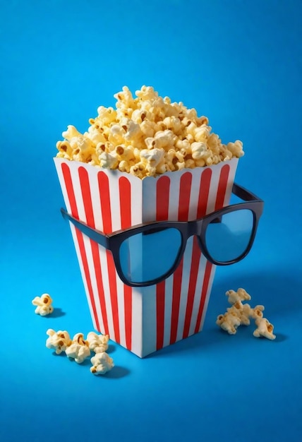 eine Popcorn-Kiste mit Brille und ein Paar Sonnenbrille