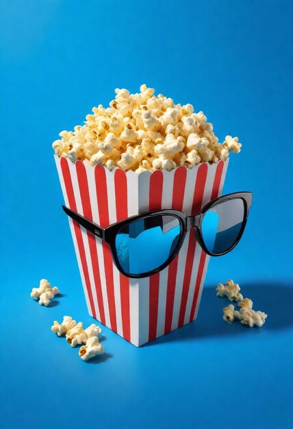 eine Popcorn-Kiste mit Brille und ein Paar Sonnenbrille