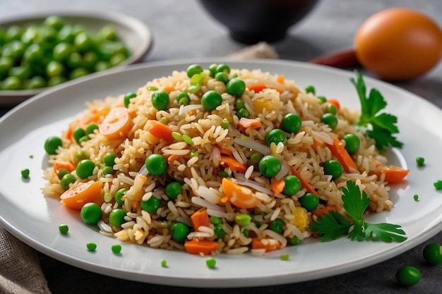 Foto eine portion gebratenes reis mit tofu-stücken