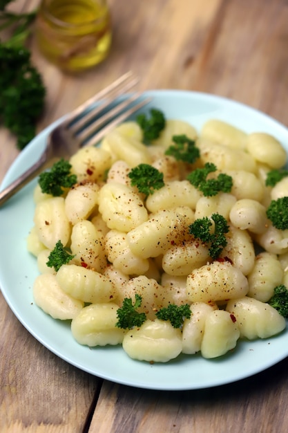 Foto eine portion gnocchi.