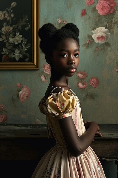 Eine Porträtfotografie eines jungen schwarzen Mädchens in den 1930er Jahren im Stil von Loretta Lux