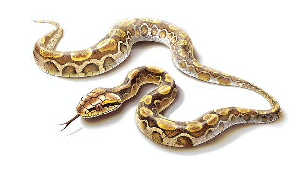 Foto eine realistische darstellung einer schlange die schlange ist hellbraun und gelb mit einem dunkelbraunen streifen auf dem rücken